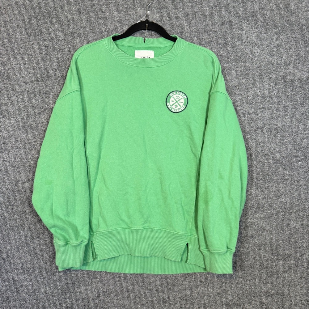 Aerie‎ Sweatshirt Women XXS Green Ice Cold Ski Resort Graphic Oversized Crew